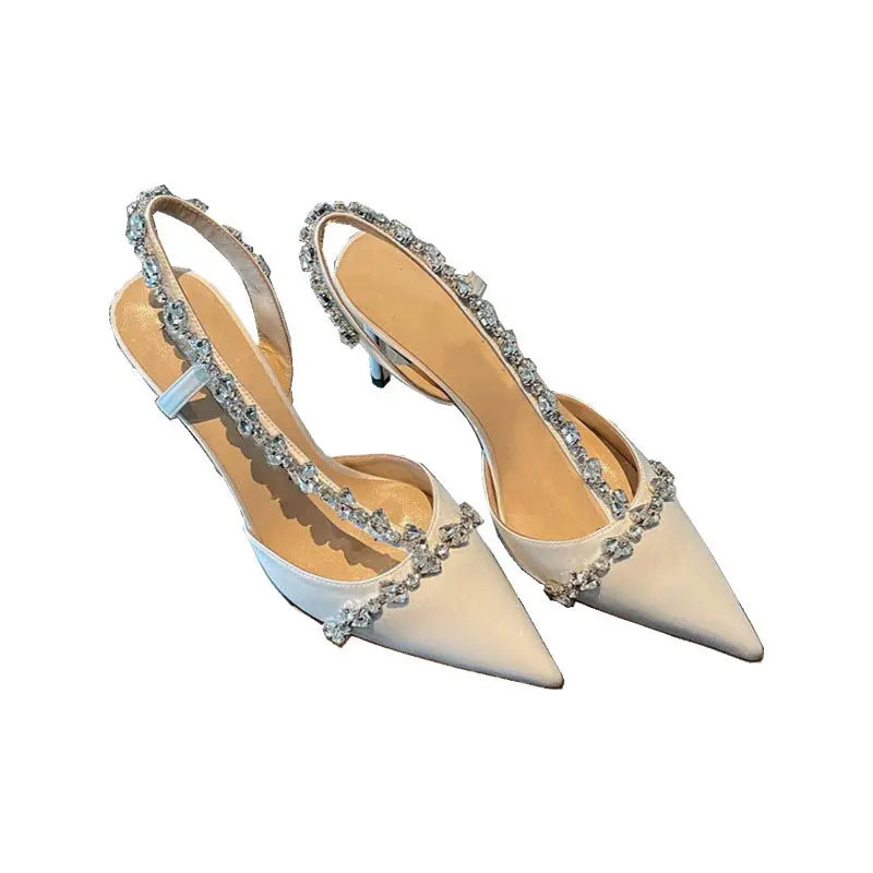 Pedal's Elegant French Style Socialite Pointed Bedazzled Heels