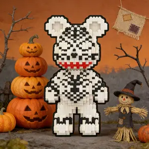 Halloween Smiling Bear 3D Puzzle Block Ornament, Building Block Puzzle, Bookshelf Home Office Cabinet Decor, Party Decoration, Ideal Gift