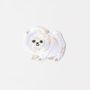 Fluffy Dog Iron‑On Patch, 1.6 inch Embroidered Pomeranian‑Style Pup Applique for Clothes, Totes and Pouches