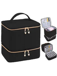 Portable Nail Art Organizer, Nail Polish Organizer and Nail Lamp Case, Nail Kit Organizer Holds 30+ Bottles (15ml - 0.5 fl.oz) and a Nail Lamp, Nail Polish Carrying Case , Zippered Cosmetic Bag, Makeup Storage Organizer, Ideal for Women, Christmas Gift