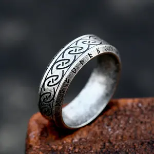 GTHIC Vintage Viking Rune Stainless Steel Nordic Ring Charms Jewelry for Men and Women Daily Wear