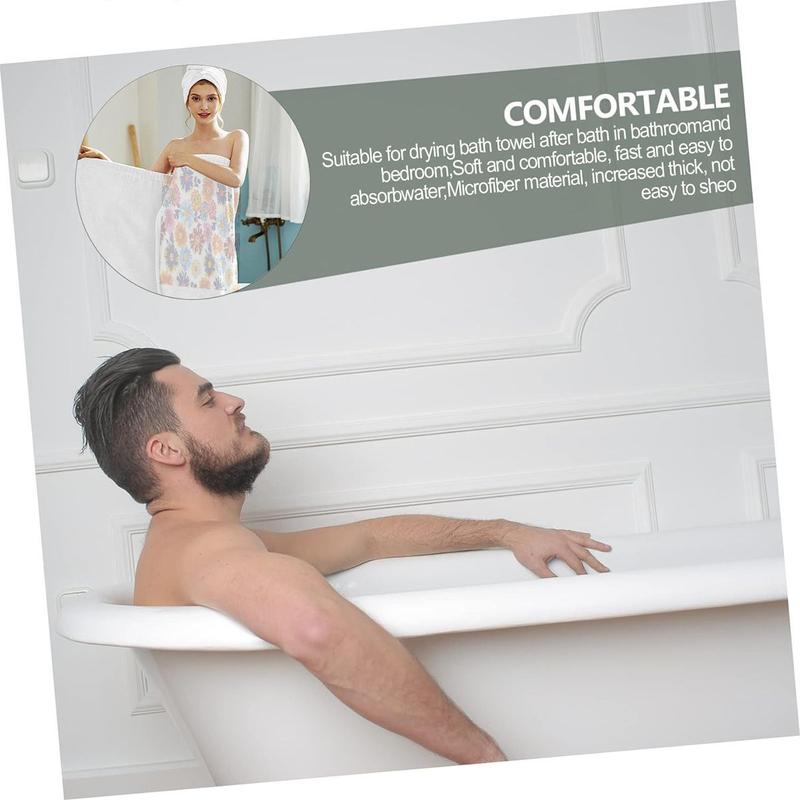 2pcColorful Floral Towel Dress for Women Strapless Post-Bath Spa Wrap Perfect for Showering Relaxation Poolside Bathroom Towel Dress with Head Wrap Adjustable Shower Wrap Towel with Home Hotel Bath Towel Nightgown for Sauna Beach Pool Gym Travel