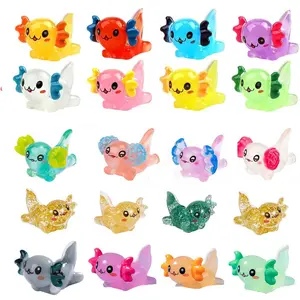 Random Color Mini Resin Animal Figurine, 16pcs Cute Luminous Glow In The Dark Miniature Animal Ornament, DIY Decorative Accessories
