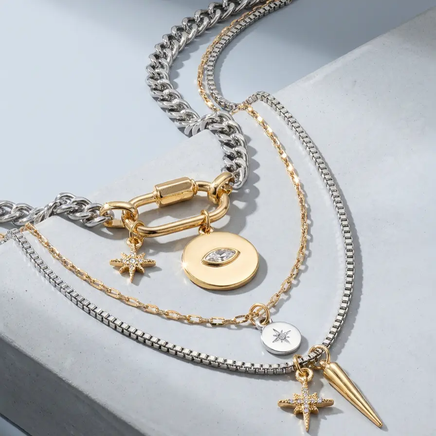 Metal Layered Non Tarnish Necklace, Trendy Eye Pendant Stacking Necklace for Women, Fashionable and Versatile Dainty Layering Jewelry, Suitable for Daily Wear & Back-to-school Season, Jewelry Accessories, Fashionable Accessory