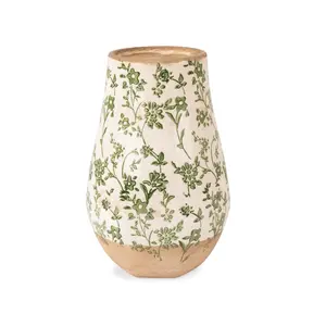 Cottage Green Floral Vase