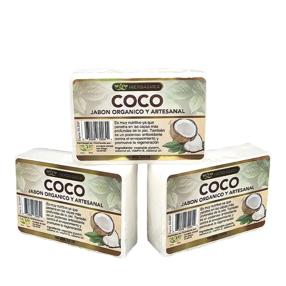 3 Pack Jabon de Coco Barra Coconut Bar Soap 100gr. Jabones Combo