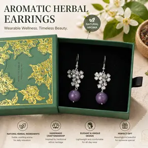 Aromatic Herbal Bead Earrings | Handmade Ethnic Jewelry | Natural Scent Relaxation Earrings for Women