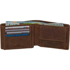 Mens Leather Wallet Bifold Flip ID  Section RFID Protection