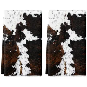 Brown Cow Kitchen Towels Decorative Set Cow Hair Texture Printing Dish Towels Set of 2 Absorbent Soft Tea Towels 18x26 Inch Decoration Hand Towels for Farmhouse Home Decor