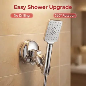 Shower Head Holder With Powerful Vacuum Suction Cup, Heavy Duty Adjustable Wall Mount Shower Bracket, No Drill Installation Never Fall Off Bathroom Shower Stand