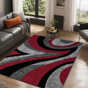 Velvet + soft and comfortable modern stylish curve geometric texture pattern printed carpet, home decoration carpet, living room large carpet, sofa cushion, door mat, coffee table mat, bedroom carpet, bedside carpet, Living Room Rug