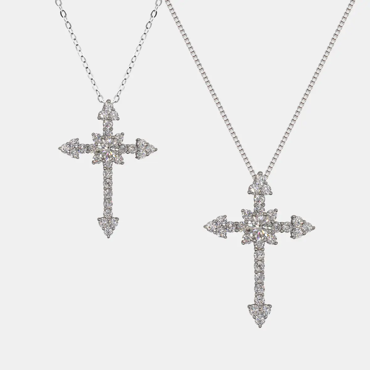 【442】"Entwined" Paved Cross Synthetic Moissanite Couple Pendants - Romantic Valentine's Day Gift cross pendant