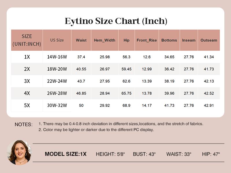 Eytino Womens Plus Size Wide Leg Pants Crossover Waist Pleated Front Casual Work Pants Lounge Trouser with Pockets(1X-5X)