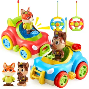 lalalark 2 Pack Remote Control Car for Toddlers, RC Cars with Cartoon Figure, Kids Toy Bumper Cars with LED Lights and Sounds, Light Up Car with Music, Christmas Birthday Gift for Boys Girls  easter gifts for kids