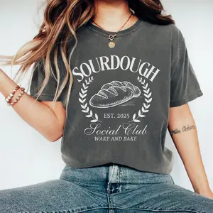 Comfort Colors Sourdough Social Club Shirt, Wake and Bread stshirt, Breadmaker Sourdough Shirt, Dough Mom Shirt Funny Bakery Mothers Day