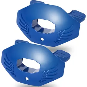 2 Pcs Football Mouth Guard with Strap, No Boil Soft Durable Mouthpiece with Maximum Breathing Channel, Fits Adults & Youth for Football Hockey Rugby, Blue