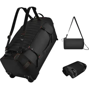 Foldable Rolling Duffle Bag with Wheels - 30"   Travel Backpack with Shoe Compartment, Heavy Duty TSA-Approved Luggage for Men's Camping, , and Airplane Trips