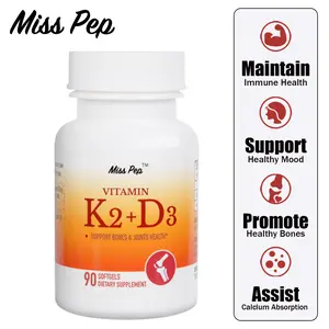 Miss Pep Vitmain D3 K2 Supplements |  Heart/Teeth/Servings for Bone and Joint Healthcare Dietary Supplement | approved by the FDA | 30 Day Supply
