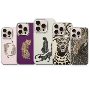 Minimalist Leopard Phone Case for iPhone 17 16 15 14 13 12 Pro Max Plus - Chic Cheetah Animal Art Aesthetic - Elegant Wild Cat Protective Cover