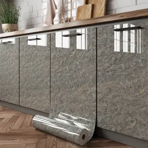Self-adhesive high-gloss cabinet film with a marble pattern, waterproof and oil-resistant, ideal for kitchen cabinets, doors, and backsplashes, peel-and-stick, removable wall sticker, Decorative wallpaper for home décor