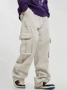 Mens Baggy Cargo Pants Loose Fit Streetwear Utility Trousers with Drawstring Waist Flap Pockets Wide Leg Casual Pants for Daily Wear Travel Outdoor Weekend Fits Y2K Street Style Menswear Spring Summer Outfit Functional Pocket Bottoms City Commute Wearable