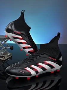 1 Pair High-Top Football Boots | Breathable Knit & Leather | Stable Anti-Twist | Transparent Studs for Superior Traction | Ideal for Competitive Play & Training | Viral