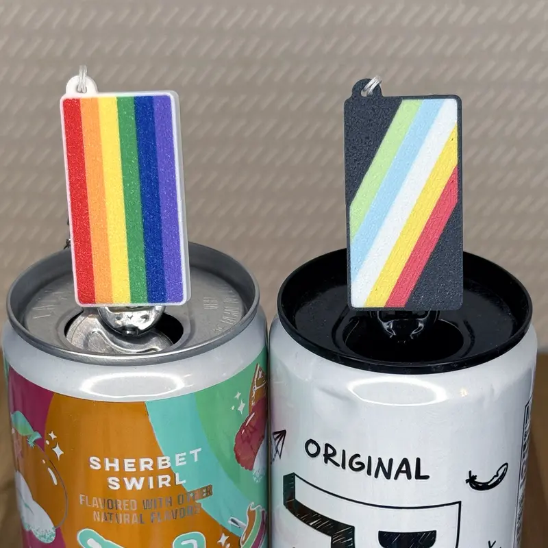 Tab Buddies Flags for a cause: Pride, Disability, LGBTQ+ Queer Keychain - Cute Drink Can Opener for Long Nails, Drag Queen, Accessibility - Wide Press ons hack accessory, present Kitchen Utensils Stripe