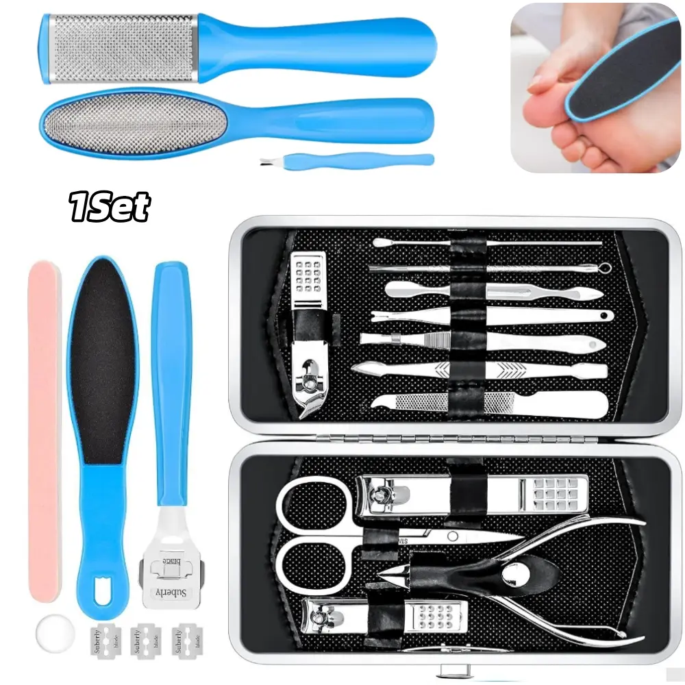 1 Set Professional Pedicure Kit - Stainless Steel Foot Care Tool, Callus Remover for Feet,  Professional Manicure Set Pedicure Tools, Foot File Foot Rasp Dead Skin for Women Men Home Foot Spa Kit, Fashion Accessories Cuticle Pusher Nail Nippers