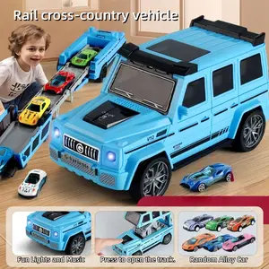 Deformable Track Car Off-Road Toy Vehicle Model, Kids Alloy Racing Car, One-Click Launch, Inertia Driving, Cool Lights & Sounds, Perfect Gift