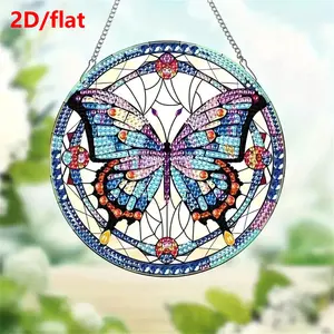 Butterfly Pattern Design Diamond Arts Painting Hanging Sign, 1 Count DIY Diamonds Art Painting Decorative Door Sign, Acrylic Wall Art for Home Decor, Art Wall Decoration