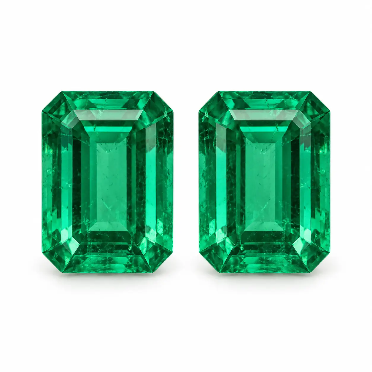 Emerald, Emerald, 7x5 mm, Approximately 1.69 ct, Green, Loose Gemstone, Matched Pair