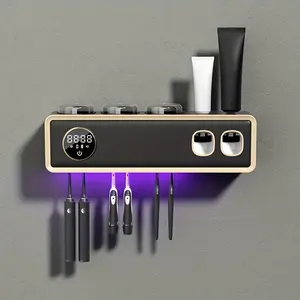 Smart UV Sterilization Toothbrush Holder, UV Toothbrush Holders, Wall Mounted Toothbrush Storage Rack with Toothbrush Holder Cup, Multifunctional Toothbrush Storage Rack, Bathroom Accessories