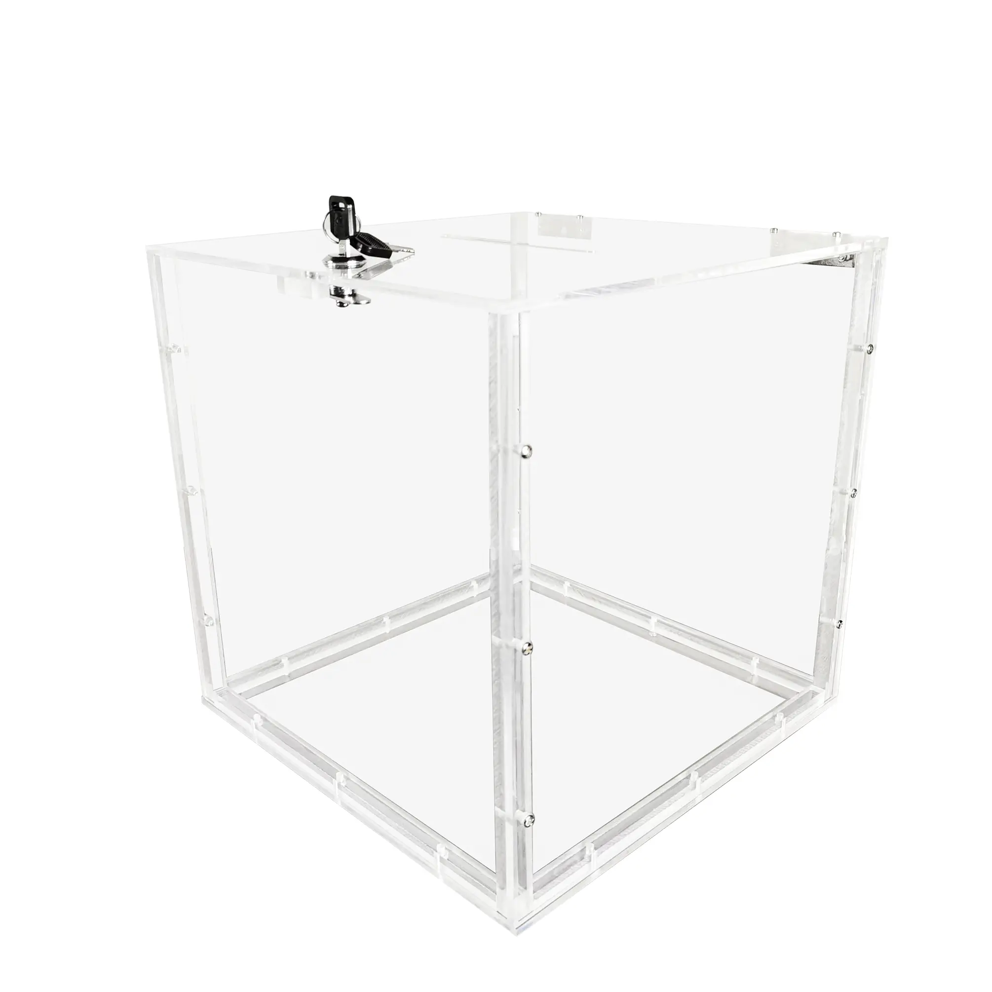 FixtureDisplays® 12X12X12" Clear Donation Box Plexiglass Acrylic Fundraising Ballot Tithing Box 14300-BOX-NF
