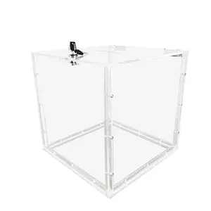 FixtureDisplays® 12X12X12" Clear Donation Box Plexiglass Acrylic Fundraising Ballot Tithing Box 14300-BOX-NF