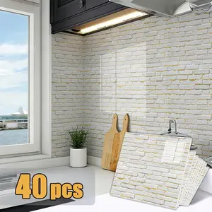 40PCS Self-Adhesive Faux Brick Wall Panels, Peel And Stick Tiles for Home Decor
