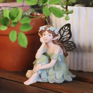 Elegant Metal Hollow Wings Fairy Statue, Flower Skirt Design, Home Decor Table Ornament, Garden Bonsai Sculpture, Unique Desk Accent, Figurines, Home Decoration