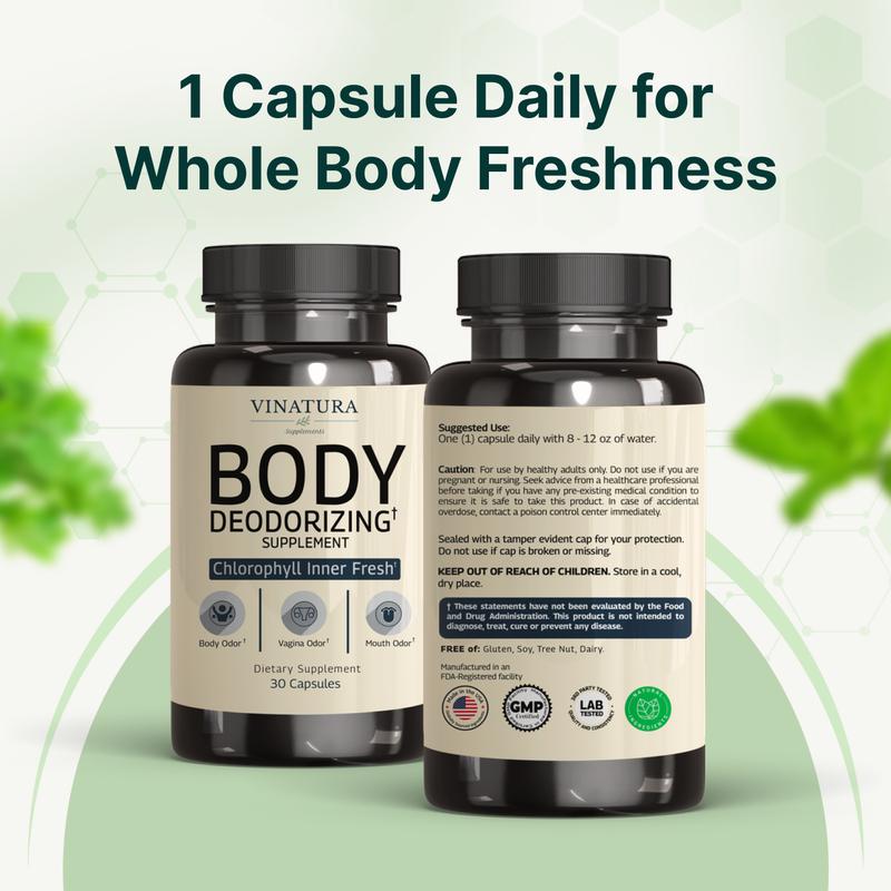 Body Deodorizing Supplement for Women - Magic Chlorophyll Pills for Body Odor Eliminator, it Works for Her Internal Deodorant, 30 Capsules