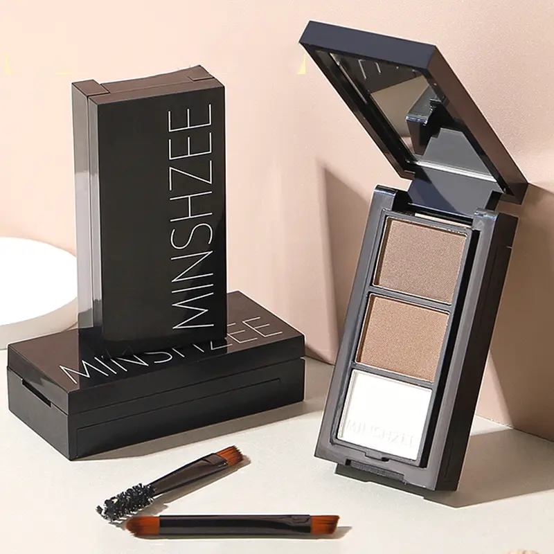 MINSHZEE Tri-color 3D Eyebrow Powder with Makeup Brush Waterproof