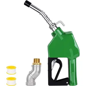 3/4" Green NPT Fuel Transfer Nozzle Kit, High Flow Auto Shut-Off Fuel Nozzle with 360 °     Hose Swivel, Suitable for Diesel, Gasoline, Kerosene (13/16" Spout, 3 Gear Padlock, 16 GPM)