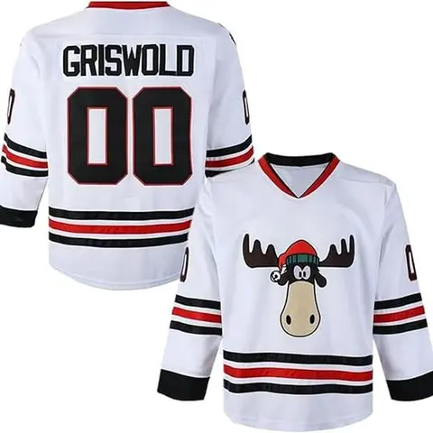 Unisex Griswold 00 Stitched Hockey Jersey - 90s Retro Vibe, Single Layer Twill Letters, Quick Dry Breathable Polyester Mesh Long Sleeve, Casual Athletic Apparel, Halloween Party Wear, Machine Washable, Normal Type, All Seasons, Daily Life, Standard Sizes