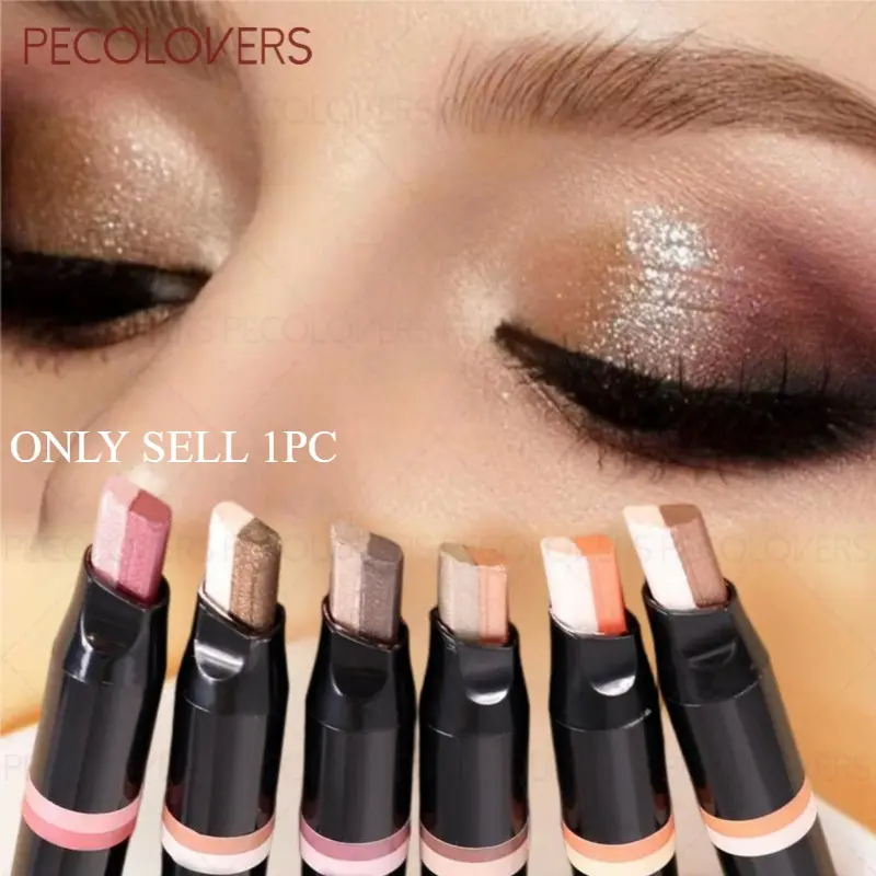 Dual-Tone Ombre Glitter Eye Stick, Matte & Pearlescent Finish, High-Pigment Easy-Blend, Waterproof Longwear Crease-Proof, For Beginners & Pros, For Music Festival Makeup, Eyeshadow Crayon, Eyeshadow Sticks