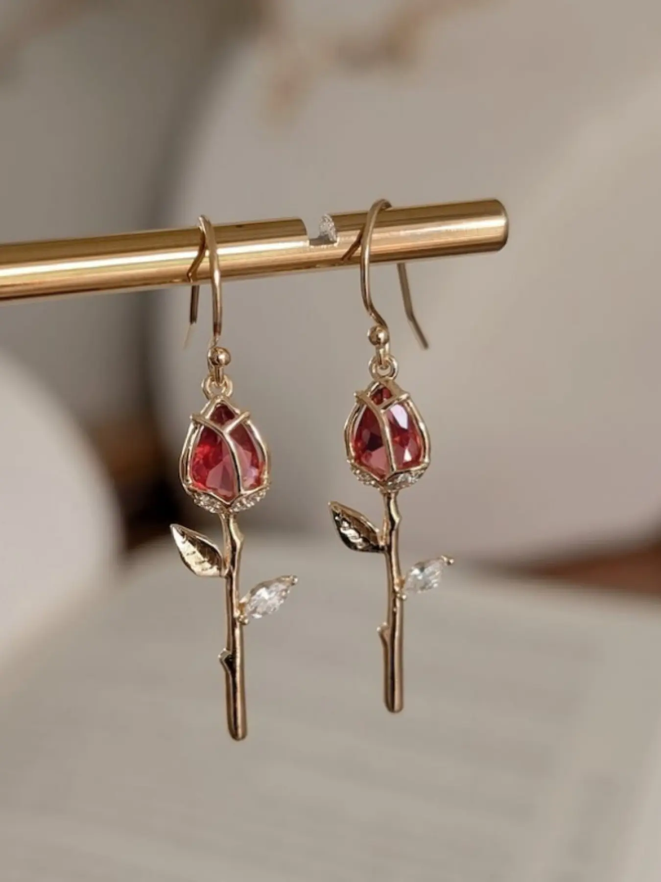Elegant Zircon Tulip Earrings for Women, Romantic and Stylish Design, Perfect for Parties and Gatherings, Unique Gift Idea, Floral Earrings, Flower Earrings
