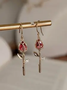 Elegant Zircon Tulip Earrings for Women, Romantic and Stylish Design, Perfect for Parties and Gatherings, Unique Gift Idea, Floral Earrings