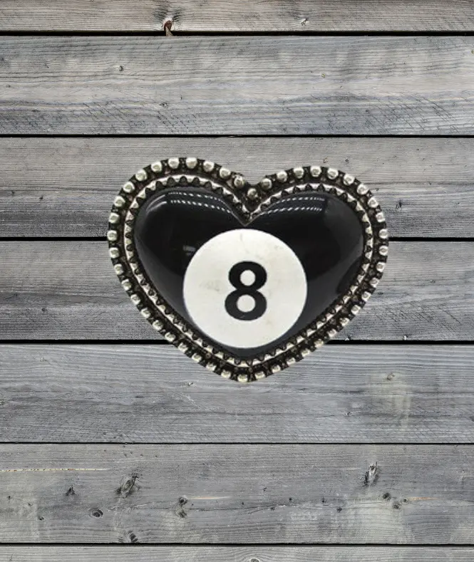 HEART 8 BALL CUFF RING