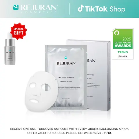 REJURAN Skin Protection Mask, c-PDRN – Hydrating and Soothing Facial Sheet Mask for Irritated, Stressed, Repairs & Restores Skin Barrier with Panthenol & Allantoin, Korean Skin Care (5-Pack)