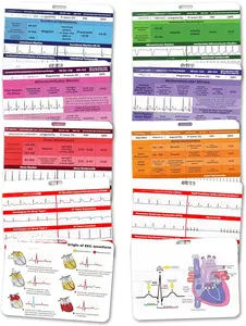 's 5 Card  Interpretation Badge Set - Doubled Sided Nurse ECG Cards Guide Rhythm Cheat Sheet,  Telemetry Strips for ACLS  Cardiac Reference and  Student  Accessories
