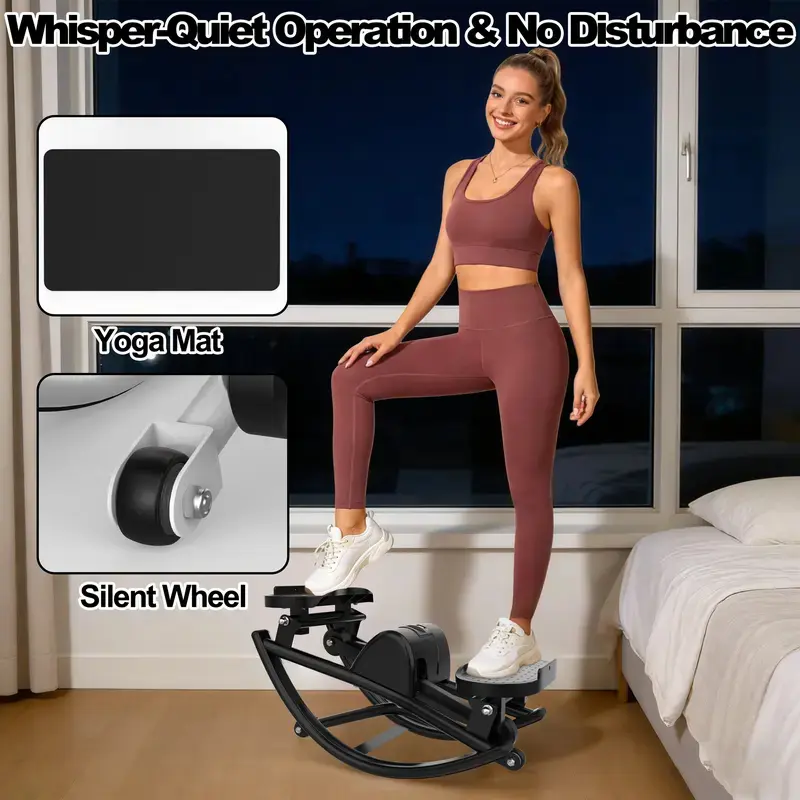 Unisex Lateral Mini Stepper for Home Gym, Quiet Steel Hydraulic System for Full Body Workout with Resistance Bands and LCD Monitor, 330 LBS Capacity, At Home Gym Equipment, Led Display, Multifunctional, Home Fitness Equipment, Step Machine