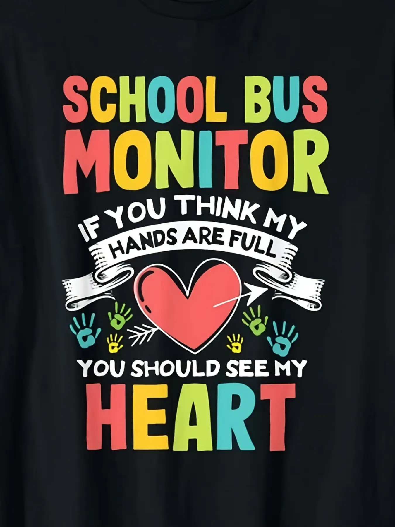 Cute Heart Quote School Bus Monitor Driver Appreciation T-Shirt| All-Season Casual Wear for Sport Fans| Playful Design| Ideal for Gym & Outdoor Activities| Vintage Style, Crew Neck, Slight Stretch Fabric, Regular Fit