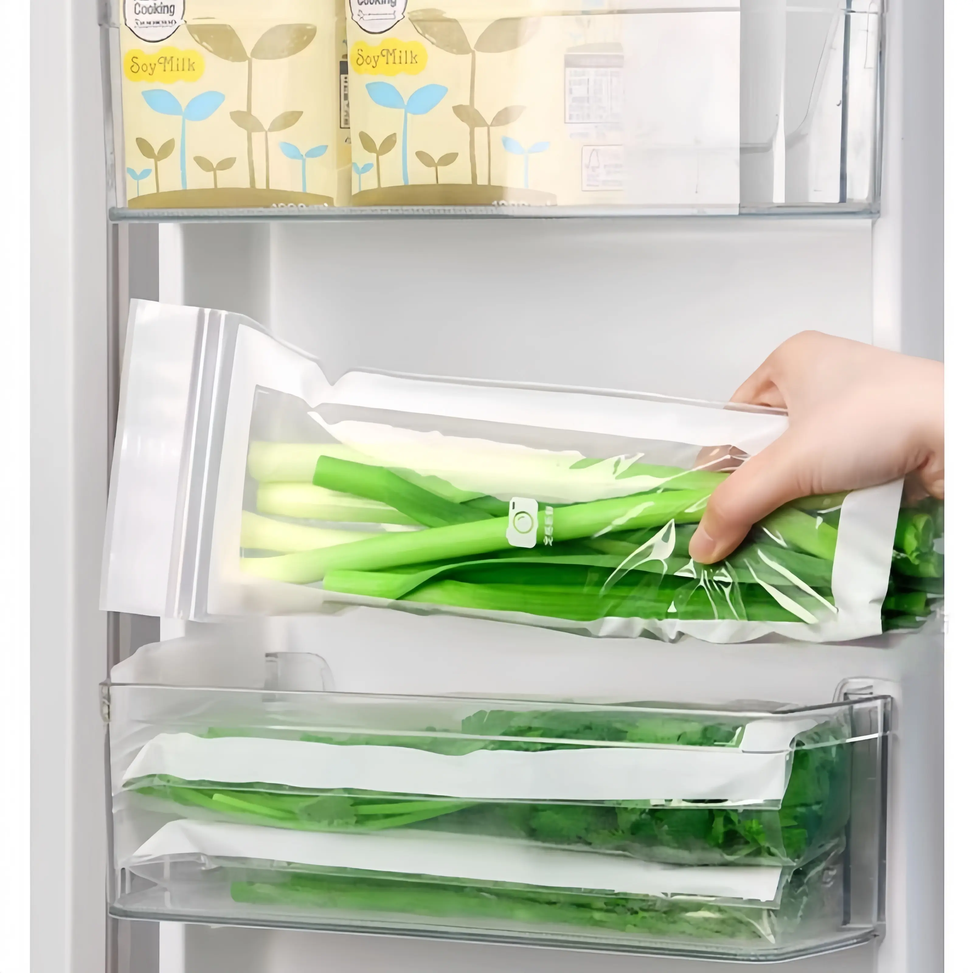 Thick Double Seal Food Storage Bags, Reusable Self-Sealing Pouches, Food Grade Airtight Bags for Refrigerator Organization & Food Portioning-MM1