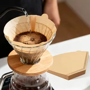 200 Count Coffee Filters # 4, Disposable Cone Coffee Filters 8-12 Cup, Unbleached Natural Paper Size 04 Paper Filters for Pour Over and Drip Coffee Maker